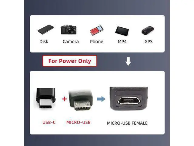 Alt view image 6 of 7 - Micro USB Female to USB-C Type C USB 3.1 & Micro USB Male Splitter Extension Charge Cable UC-004