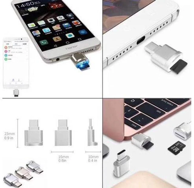 Alt view image 5 of 7 - HKCY UC-051-2PCS 2pcs USB 2.0 Type C USB-C to Micro SD SDXC TF Card Reader Adapter for MacbookCell Phone