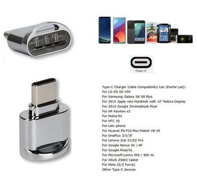 Alt view image 6 of 7 - HKCY UC-051-2PCS 2pcs USB 2.0 Type C USB-C to Micro SD SDXC TF Card Reader Adapter for MacbookCell Phone