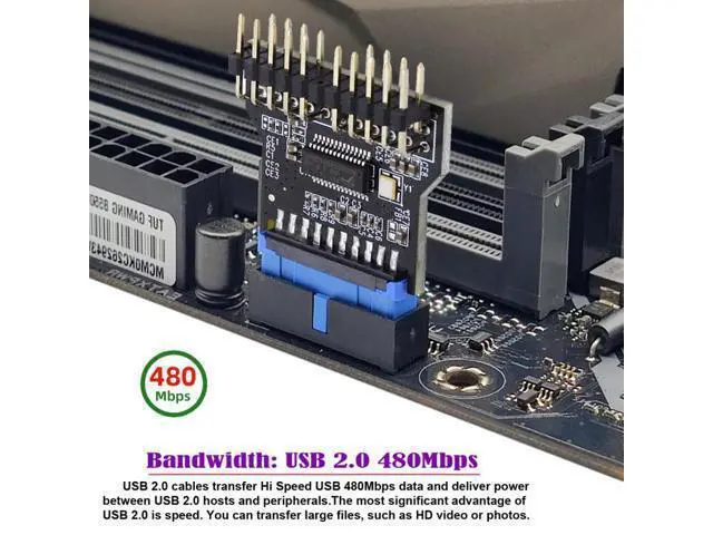 Alt view image 3 of 7 - HKCY Motherboard 19pin USB 3.0 Header 1 to 2 USB2.0 9Pin Female Extension HUB Connector Adapter Port Multilier