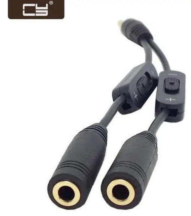 Main image of Black 3.5mm Stereo Male to Double 3.5mm Female Audio Headphone Y Splitter Cable with Volume Switch RC-079