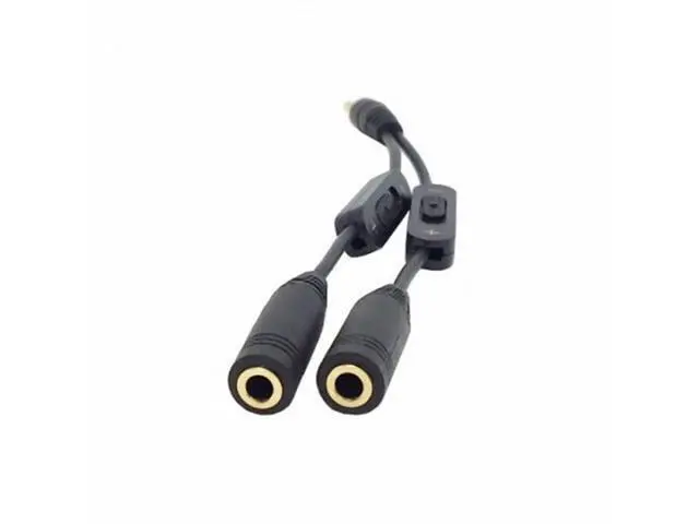Alt view image 2 of 7 - Black 3.5mm Stereo Male to Double 3.5mm Female Audio Headphone Y Splitter Cable with Volume Switch RC-079