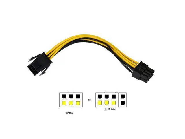 Alt view image 4 of 7 - SM PCI-E PCI Express 6 Pin Male to 8 Pin Female Video Card Extension Power Cable
