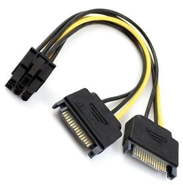 Alt view image 2 of 4 - CY Dual two SATA 15 Pin Male M to PCI-e Express Card 6 Pin Female Graphics Video Card Power Cable 15cm SA-117