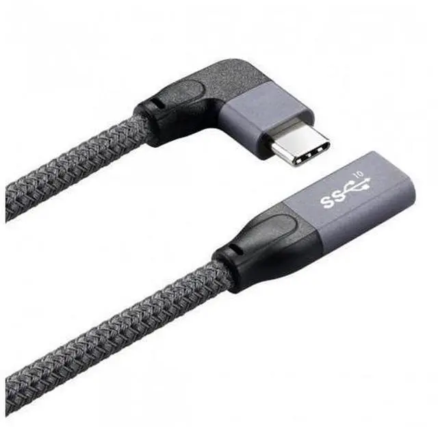 Main image of SM Left Right Angled USB-C USB 3.1 Type C Male to Female Extension Data Cable with Sleeve for Laptop