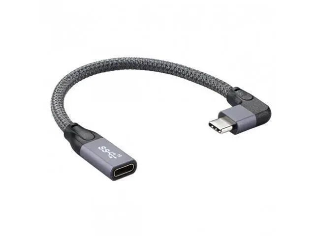 Alt view image 2 of 7 - SM Left Right Angled USB-C USB 3.1 Type C Male to Female Extension Data Cable with Sleeve for Laptop