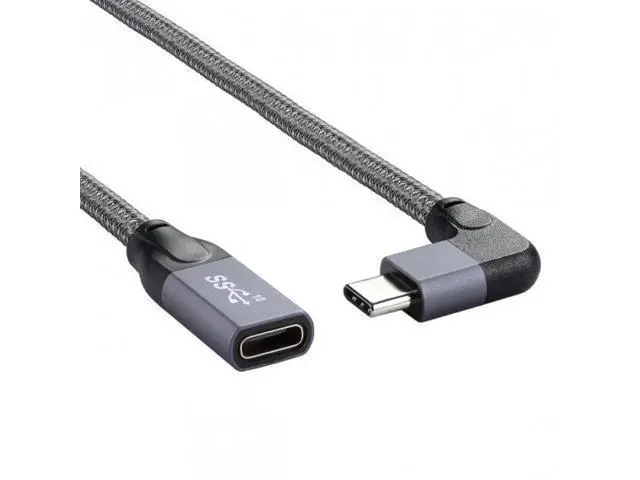 Alt view image 3 of 7 - SM Left Right Angled USB-C USB 3.1 Type C Male to Female Extension Data Cable with Sleeve for Laptop