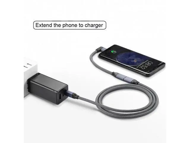 Alt view image 6 of 7 - SM Left Right Angled USB-C USB 3.1 Type C Male to Female Extension Data Cable with Sleeve for Laptop