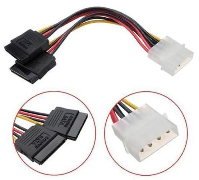 Alt view image 2 of 7 - HKCY SA-056 IDE to Dual SATA II 15pin Y Splitter 10cm Hard Disk Power Supply Extension Cable