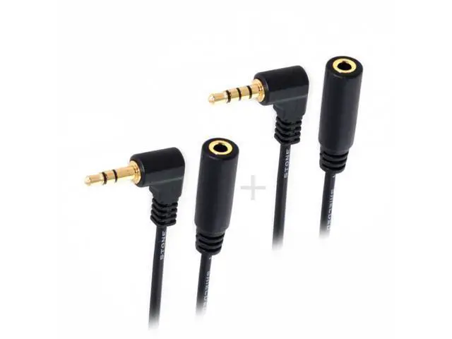 Alt view image 7 of 7 - SM 1Set 3/4 Poles Audio Stereo 90 Degree Right Angled 3.5mm Male to Female Extension Cable