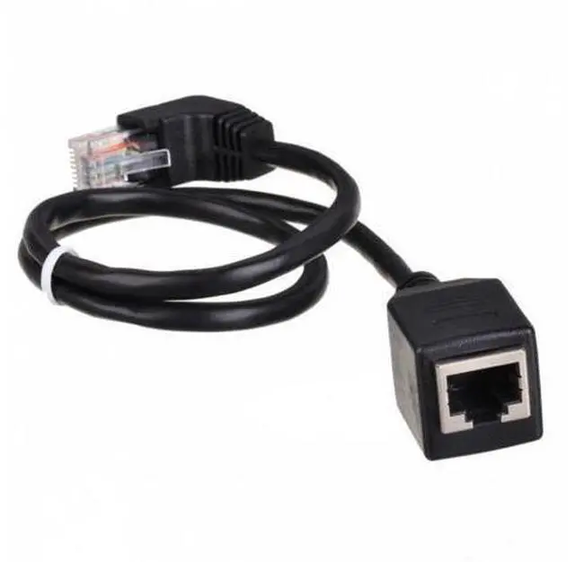 Main image of SM Down Angled 90 Degree 8P8C FTP STP UTP Cat 5e Male to Female Lan Ethernet Network Extension Cable 50cm
