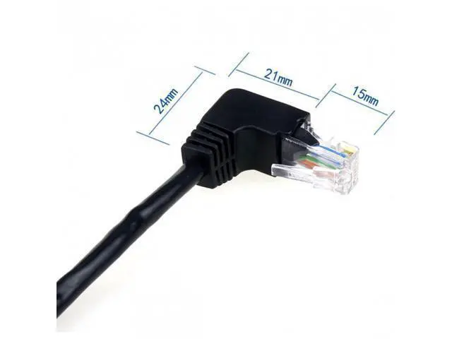 Alt view image 5 of 7 - SM Down Angled 90 Degree 8P8C FTP STP UTP Cat 5e Male to Female Lan Ethernet Network Extension Cable 50cm