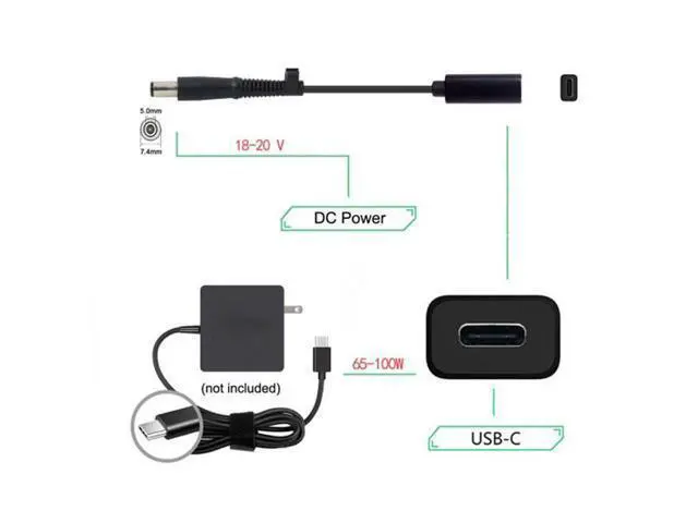 Alt view image 5 of 6 - SM Type C USB-C Female Input to DC 7.4*5.0mm Power PD Charge Cable fit for Laptop 18-20V