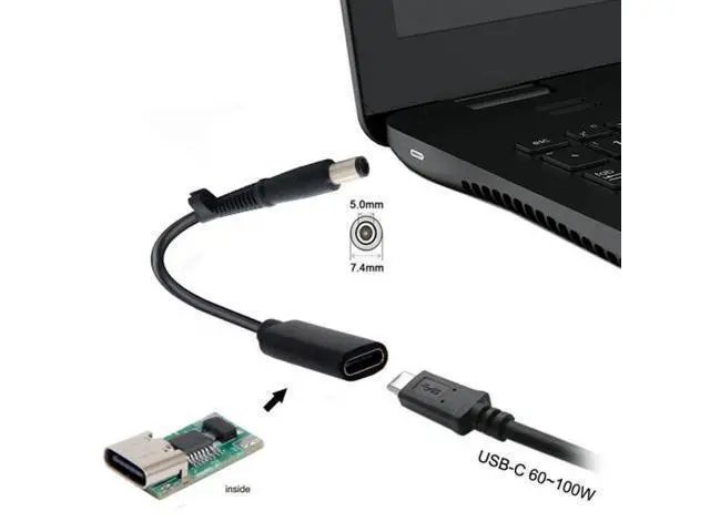 Alt view image 4 of 6 - SM Type C USB-C Female Input to DC 7.4*5.0mm Power PD Charge Cable fit for Laptop 18-20V