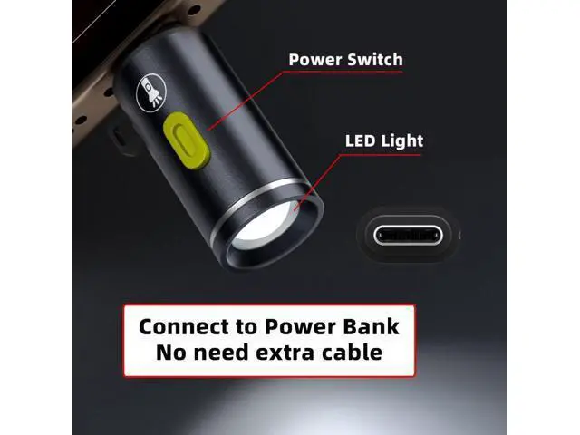 Alt view image 7 of 7 - 2pcs/set USB-C Type-C Male LED Light Interior Atmosphere Lighting for Outdoors Walking Cycling Phone Laptop Charger Night Lamp 210 Lumens
