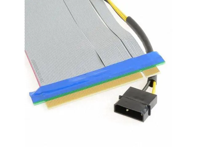 Alt view image 5 of 5 - PCI-E Express 16X to 16x Riser Extender Card with Molex IDE Power & Ribbon Cable 20cm EP-074