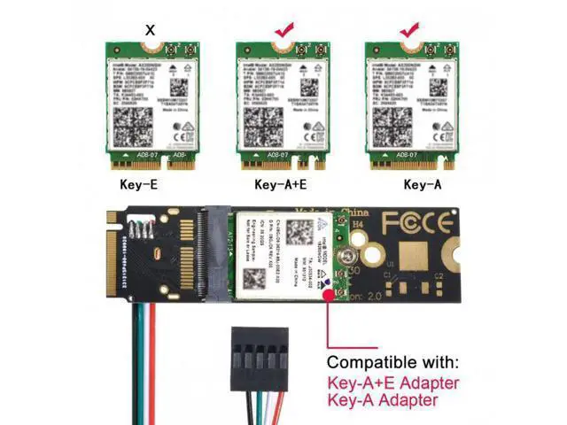 Alt view image 2 of 3 - Wireless NGFF A/E-Key WiFi Card to M.2 NGFF Key-M NVME SSD Adapter for AX200 Wifi 6 Bluetooth 5.1