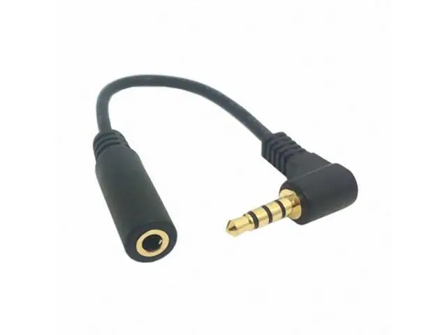 Alt view image 3 of 4 - 90 degree right angled 3.5mm 4 poles Audio Stereo Male to Female Extension Cable 10cm Black RC-003