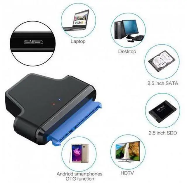 Alt view image 4 of 7 - HKCY U3-023 5Gbps Micro USB 3.0 to SATA 22Pin 7+15 Enclosure Adapter for 2.5" Hard Disk Drive SSD HDD Mass Storage Class