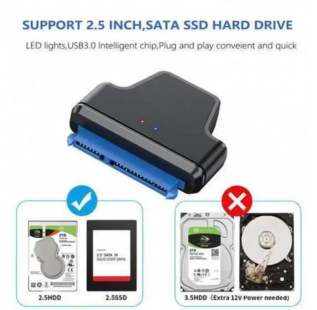 Alt view image 7 of 7 - HKCY U3-023 5Gbps Micro USB 3.0 to SATA 22Pin 7+15 Enclosure Adapter for 2.5" Hard Disk Drive SSD HDD Mass Storage Class