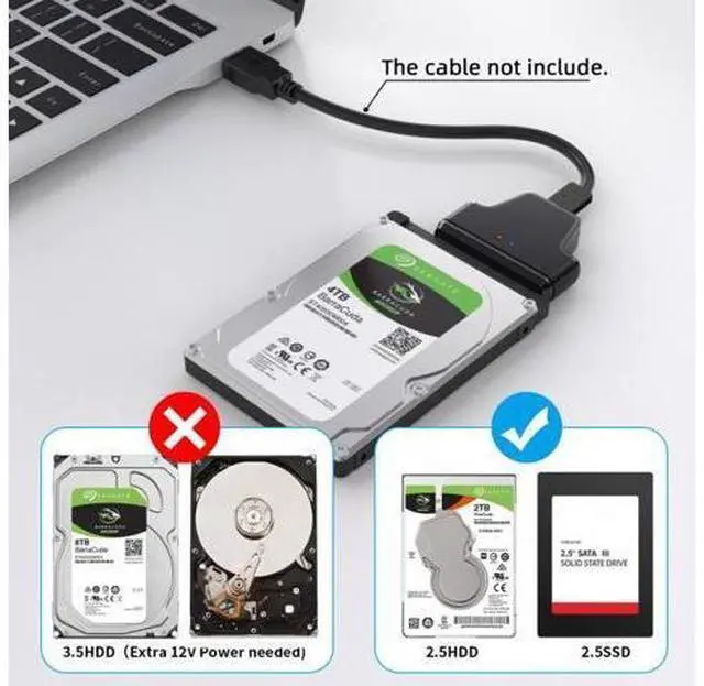 Alt view image 6 of 7 - HKCY U3-023 5Gbps Micro USB 3.0 to SATA 22Pin 7+15 Enclosure Adapter for 2.5" Hard Disk Drive SSD HDD Mass Storage Class