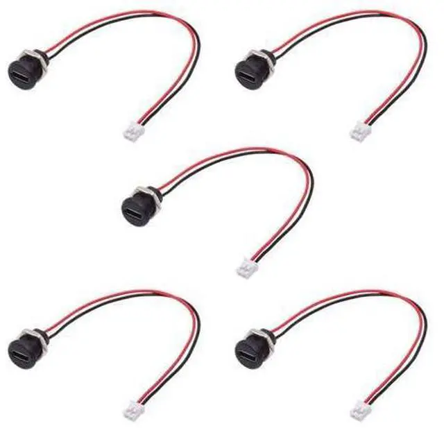 Main image of 5pcs/set DIY OEM Type C Female Socket to 2Pin Header Cable Pitch=2.0mm Panel Mount Type DC 5V Power
