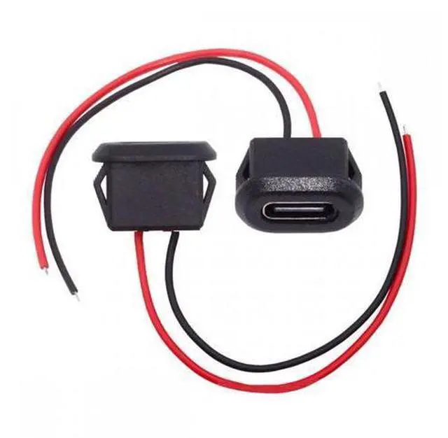Main image of Cable 2pcs/set DIY OEM Type-C USB-C Female Socket to 2Pin Open Cable Latch Mount Type DC 5V Power