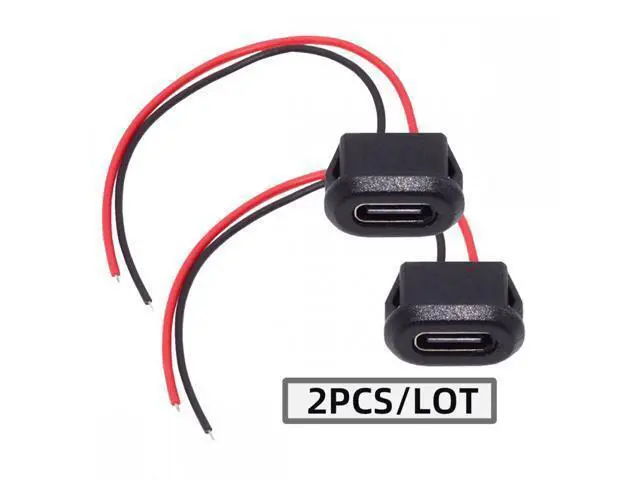 Alt view image 4 of 7 - Cable 2pcs/set DIY OEM Type-C USB-C Female Socket to 2Pin Open Cable Latch Mount Type DC 5V Power