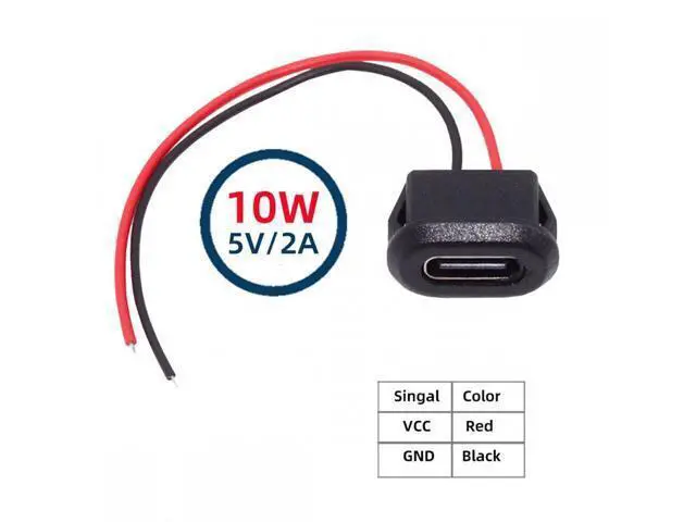 Alt view image 7 of 7 - Cable 2pcs/set DIY OEM Type-C USB-C Female Socket to 2Pin Open Cable Latch Mount Type DC 5V Power
