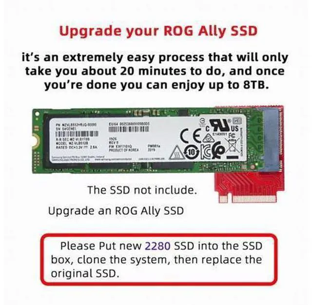Alt view image 6 of 7 - NVME M-Key 22x30mm to 22x80mm NGFF Extension SSD Upgrade Adapter Compatible with ROG Ally Gaming