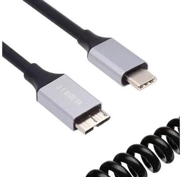 Main image of USB-C Type-C Host to Micro-USB3.0 Male OTG Stretch Coiled Cable 100cm Extension 5Gbps for Disk Phone Camera Data