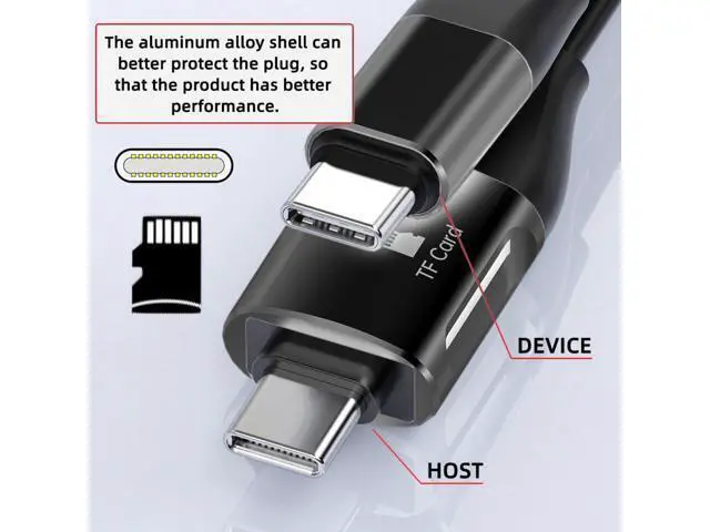 Alt view image 7 of 7 - Type-C USB-C Male to Male USB 3.1 10Gbps & TF Micro-SD Card Reader Flat Slim FPC Data Cable for Laptop Phone