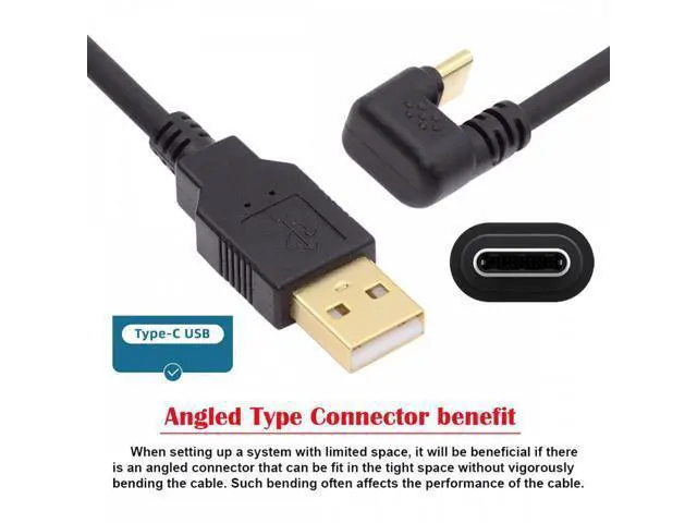 Alt view image 7 of 7 - USB2.0 Type-A to Type C USB-C Male to Male Power Data Cable 480Mbps USB-C Opposite U Shape Back Angled