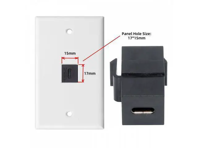 Alt view image 5 of 7 - CY USB2.0 USB-C Female to Type-C Female Extension Keystone Jack Coupler Adapter for Wall Plate Panel USB Cable