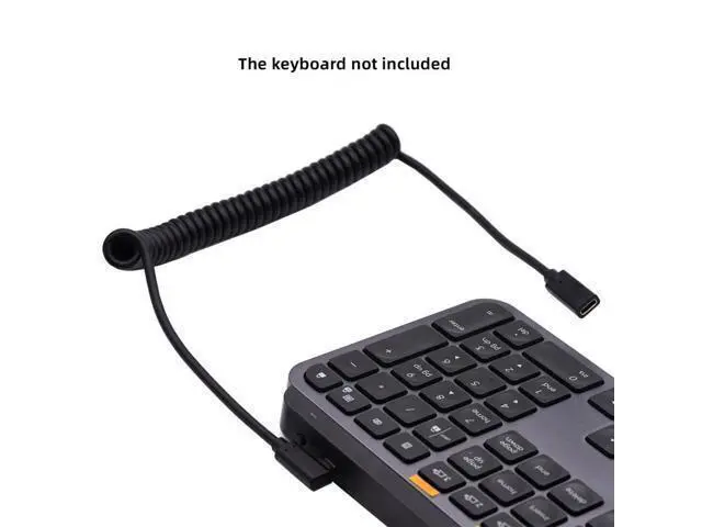 Alt view image 3 of 7 - HKCY Stretch Coiled USB-C Keyboard Mouse Cable for Gaming Keyboard Type-C Male to Female Extension Cable Power & Data