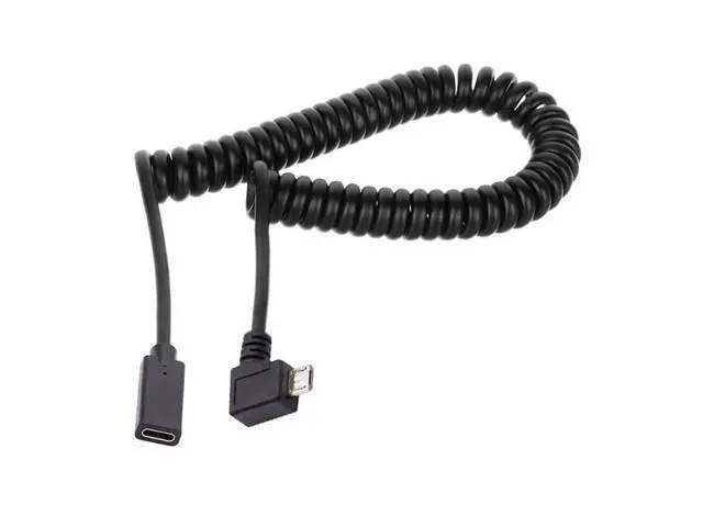 Alt view image 2 of 7 - HKCY Stretch Coiled USB-C Keyboard Mouse Cable for Gaming Keyboard Micro USB Male to Type-C Female Extension Cable Power & Data