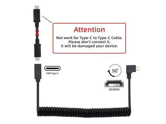 Alt view image 4 of 7 - HKCY Stretch Coiled USB-C Keyboard Mouse Cable for Gaming Keyboard Micro USB Male to Type-C Female Extension Cable Power & Data