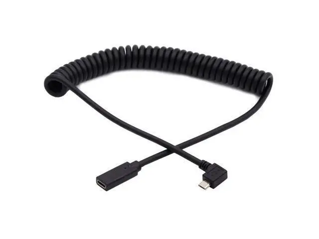 Alt view image 3 of 7 - HKCY Stretch Coiled USB-C Keyboard Mouse Cable for Gaming Keyboard Micro USB Male to Type-C Female Extension Cable Power & Data