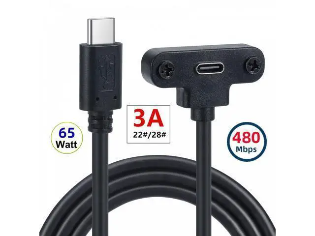 Alt view image 6 of 7 - USB-C 480Mbps Type-C Male to Up Angled Female Extension Data Screw Locking Cable for Camera VR
