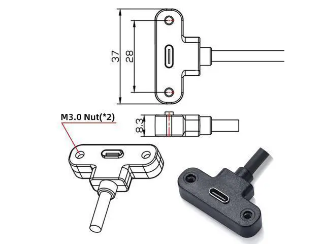 Alt view image 7 of 7 - USB-C 480Mbps Type-C Male to Up Angled Female Extension Data Screw Locking Cable for Camera VR