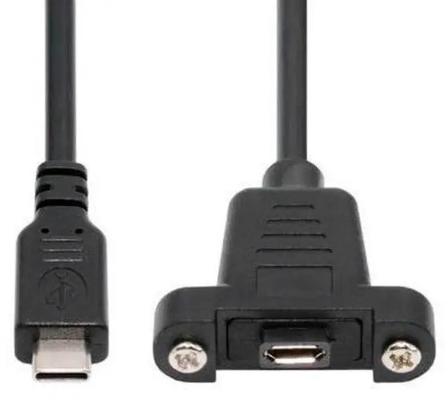 Main image of USB2.0 Micro 5Pin Female to Type-C USB-C Male Power Cable 480Mbps Data with Panel Mount Holes 50cm