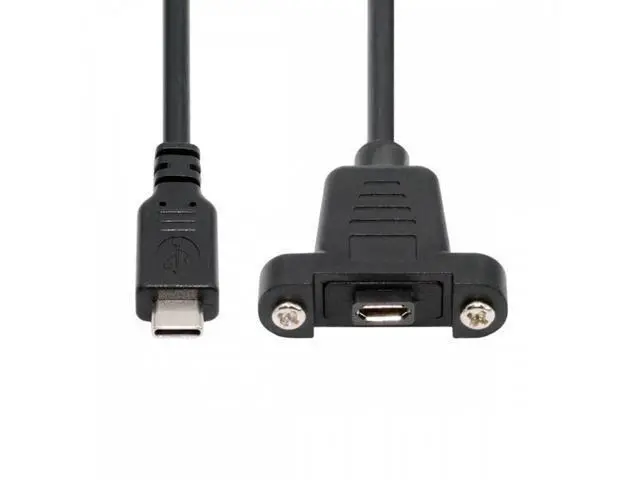 Alt view image 2 of 7 - USB2.0 Micro 5Pin Female to Type-C USB-C Male Power Cable 480Mbps Data with Panel Mount Holes 50cm