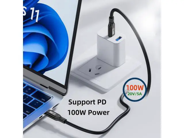 Alt view image 3 of 7 - 100cm 1.0m USB3.2 Type-C USB-C 8K Male to Male USB3.1 10Gbps 100W Data Video Cable with E-marker for Laptop Phone