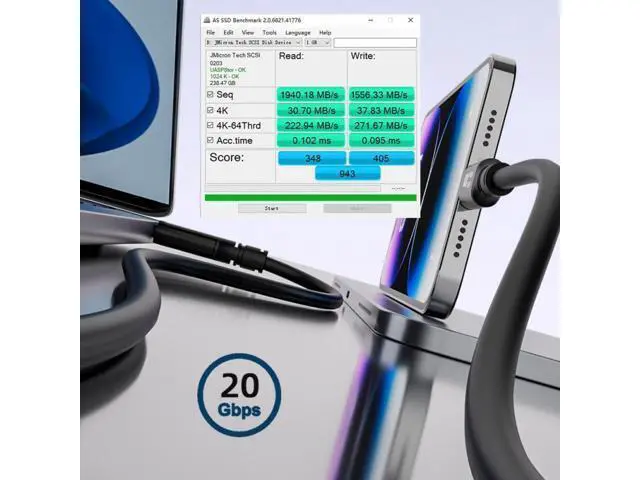 Alt view image 5 of 7 - 100cm 1.0m USB3.2 Type-C USB-C 8K Male to Male USB3.1 10Gbps 100W Data Video Cable with E-marker for Laptop Phone