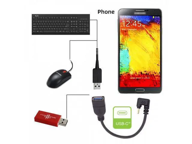 Alt view image 7 of 7 - USB-C USB 3.1 Type-C Male to USB 3.0-A Female 10Gbps OTG Data Power Cable Opposite U Shape Back Angled