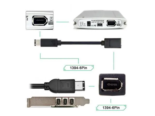 Alt view image 7 of 7 - HKCY IEEE 1394 6Pin Female to 1394a 6Pin Male Extension Data Video Capture Card Firewire 400 to 400 Cable 20cm