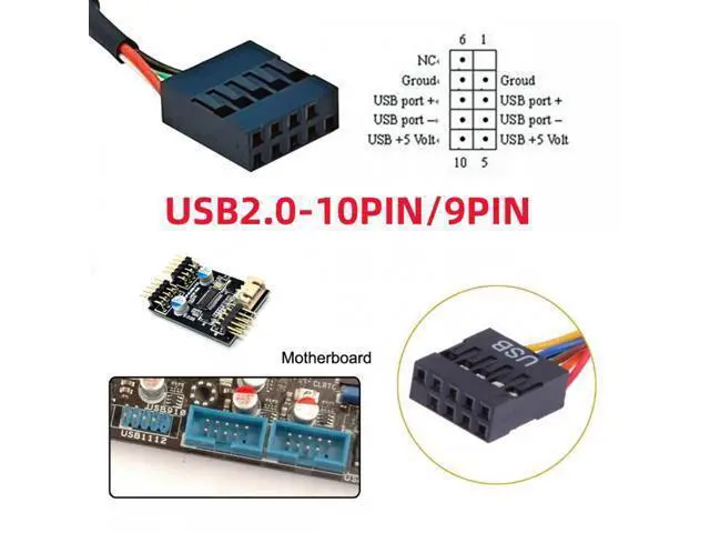 Alt view image 3 of 7 - Single USB 3.1 Front Panel Socket Key-A Type-E to USB 2.0 9Pin 10Pin Mainboard Header Male Extension Cable