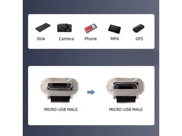 Alt view image 5 of 7 - Cable Micro USB2.0 Male to Micro USB Male 5Pin Ultra Slim Flat Data Charge Cable 16cm Down to Up Angle 90 Degree Connector