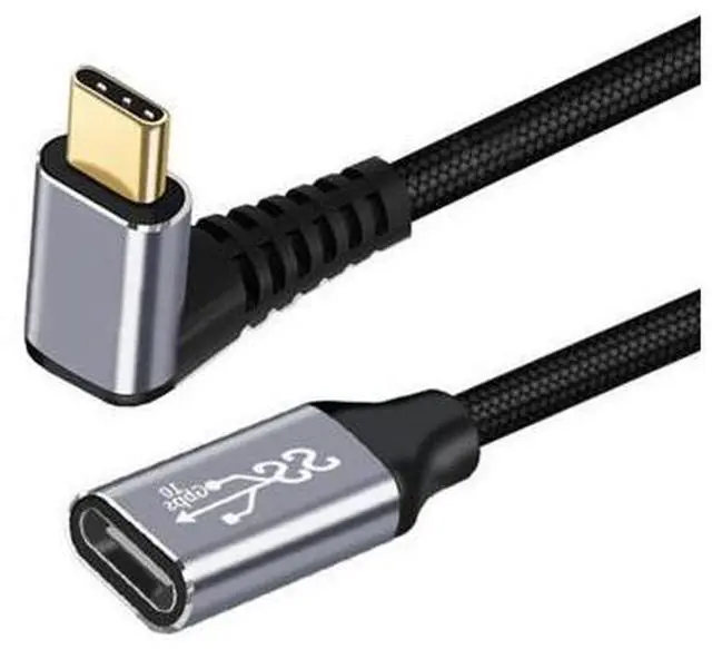 Main image of HKCY 0.2M Up Down Angled USB-C USB 3.1 Type C Male to Female Extension Data Cable 10Gbps 100W with Sleeve for Laptop
