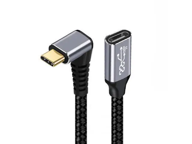 Alt view image 2 of 7 - HKCY 0.2M Up Down Angled USB-C USB 3.1 Type C Male to Female Extension Data Cable 10Gbps 100W with Sleeve for Laptop
